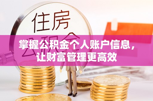 肃州掌握公积金个人账户信息，让财富管理更高效